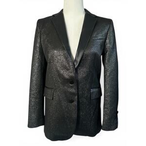 BLACK SHIMMER Blazer With Lamb Leather Lapels